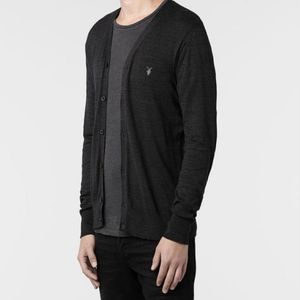 All Saints Cotton Fritz Charcoal Cardigan